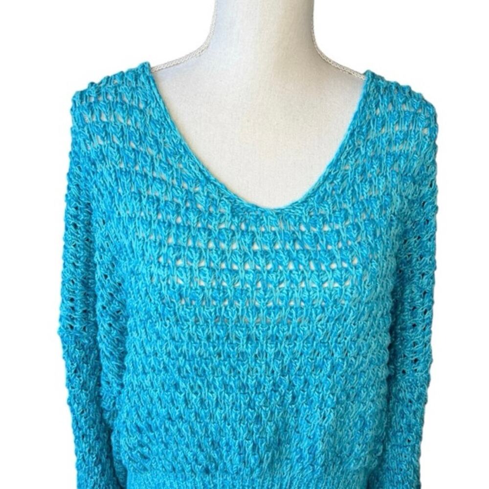 Free people Coconut Loose-Weave V-Neck Sweater chunky beachy coastal boho - Picture 5 of 9